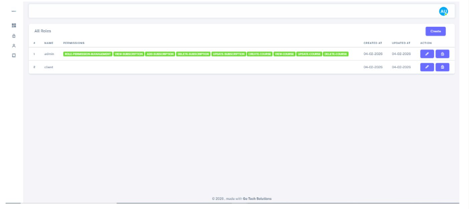 Dash ProFx All Roles management screen