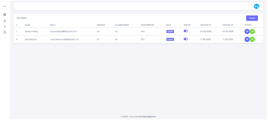 Dash ProFx All Users directory screen