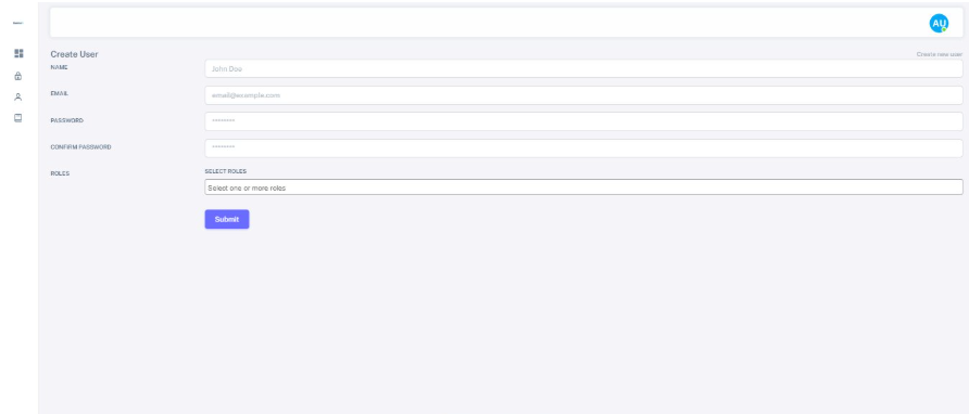 Dash ProFx Create User onboarding screen