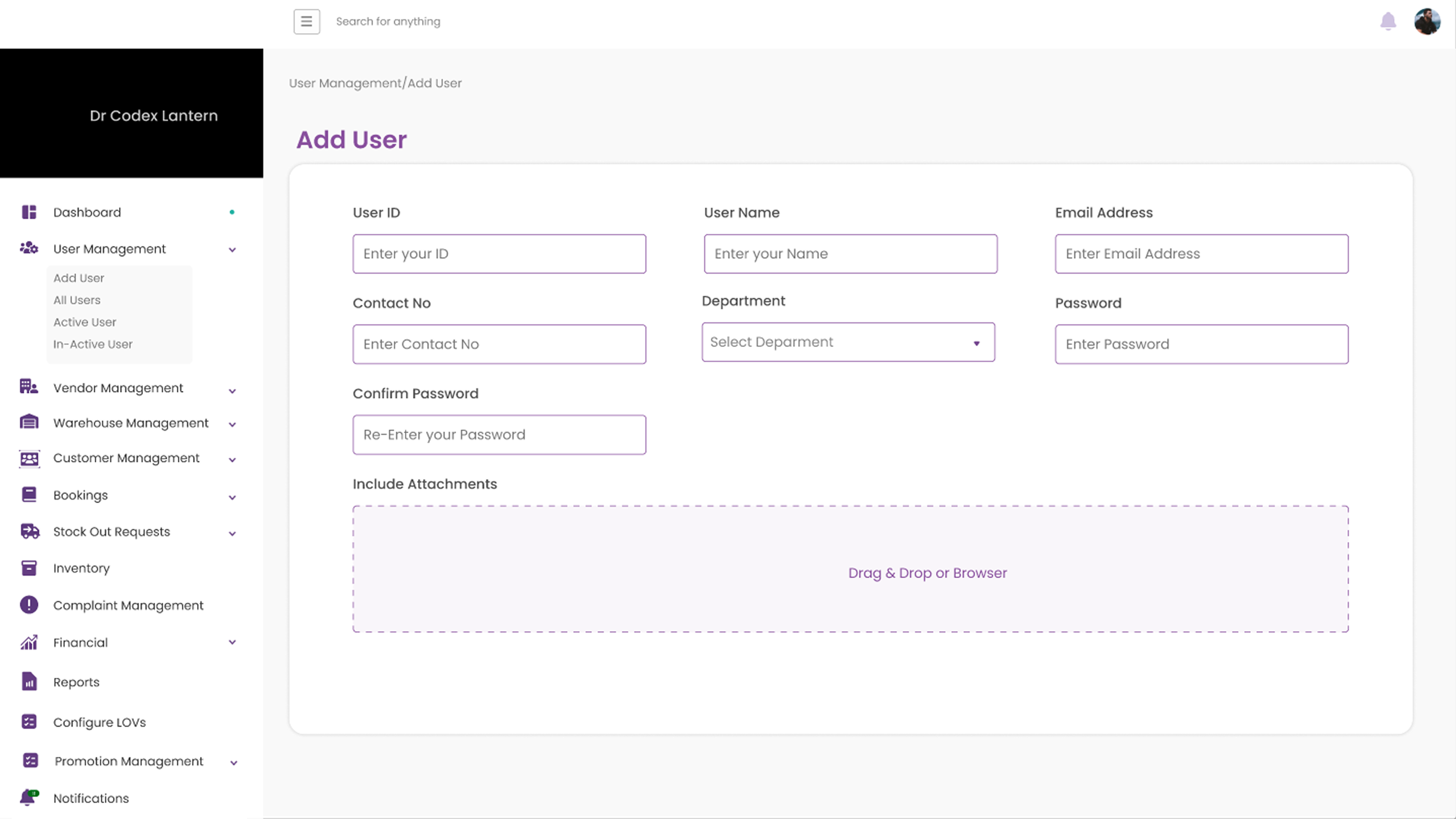 Godaam Technologies User Management screen