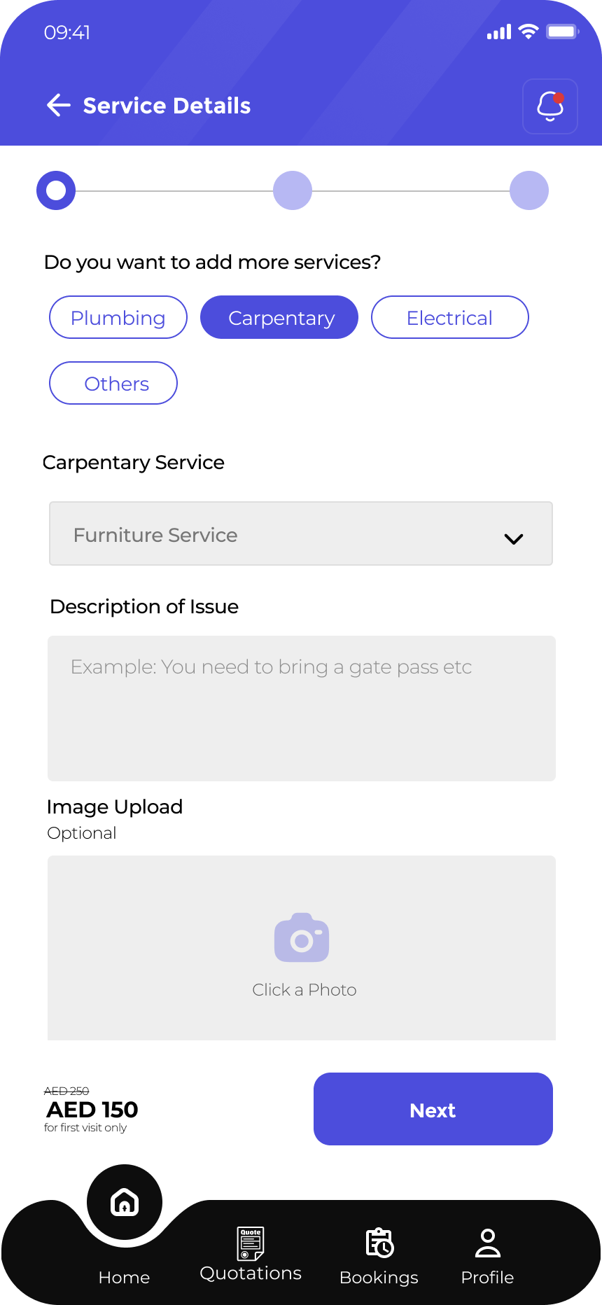 House Maintenance scheduling and instructions screen
