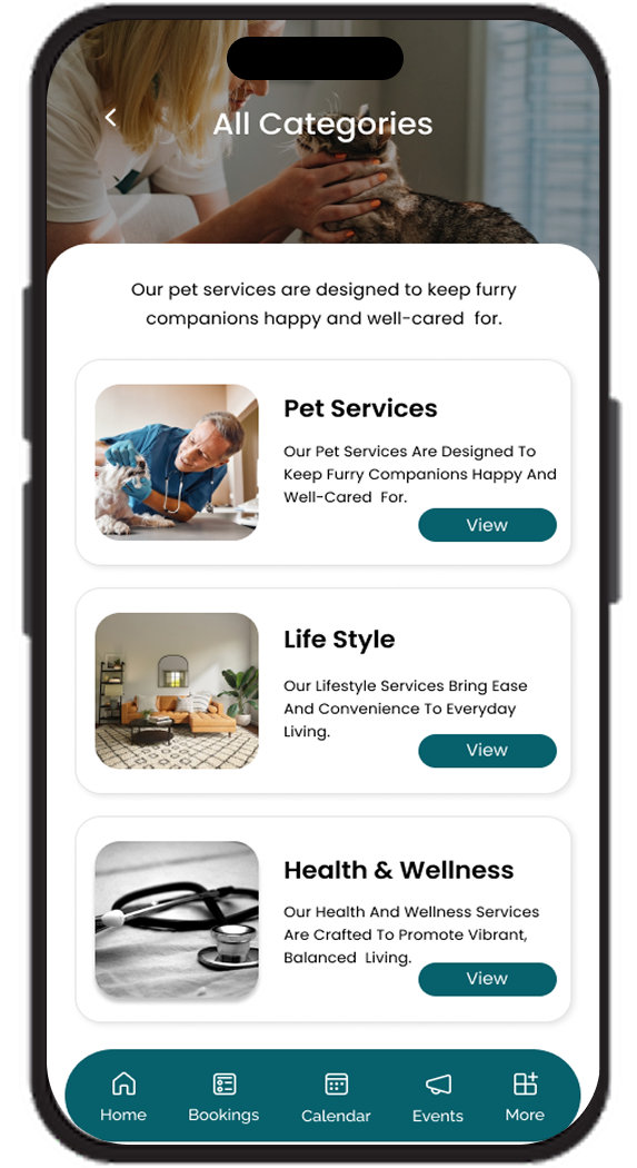 LifeRise Solutions service categories screen