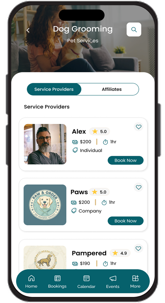 LifeRise Solutions service provider listing screen