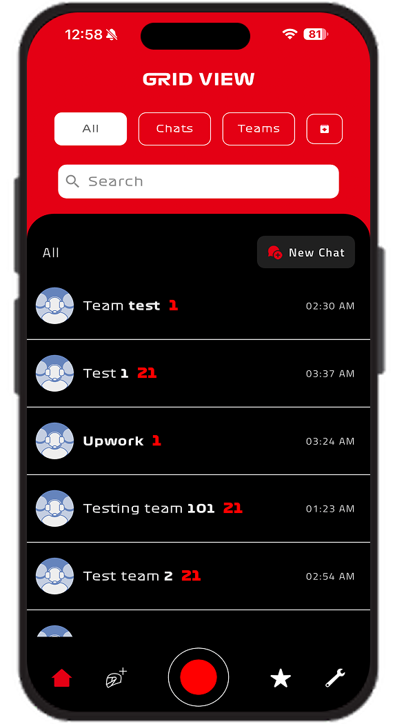 Team Radio conversation grid view screen