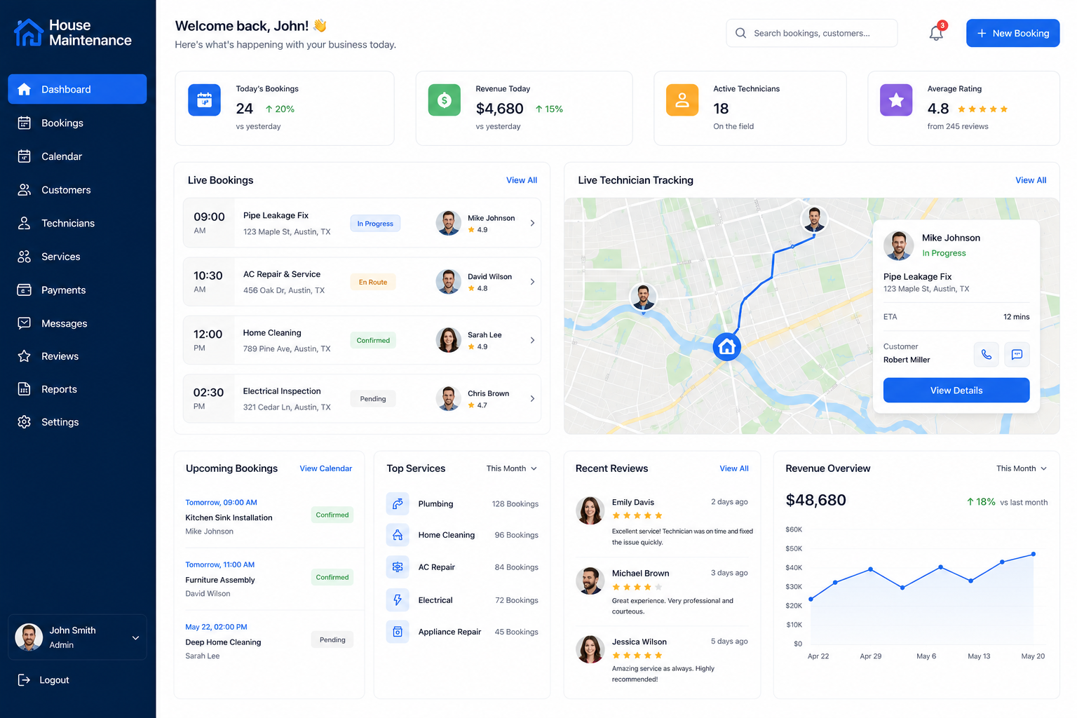 House maintenance on-demand booking application