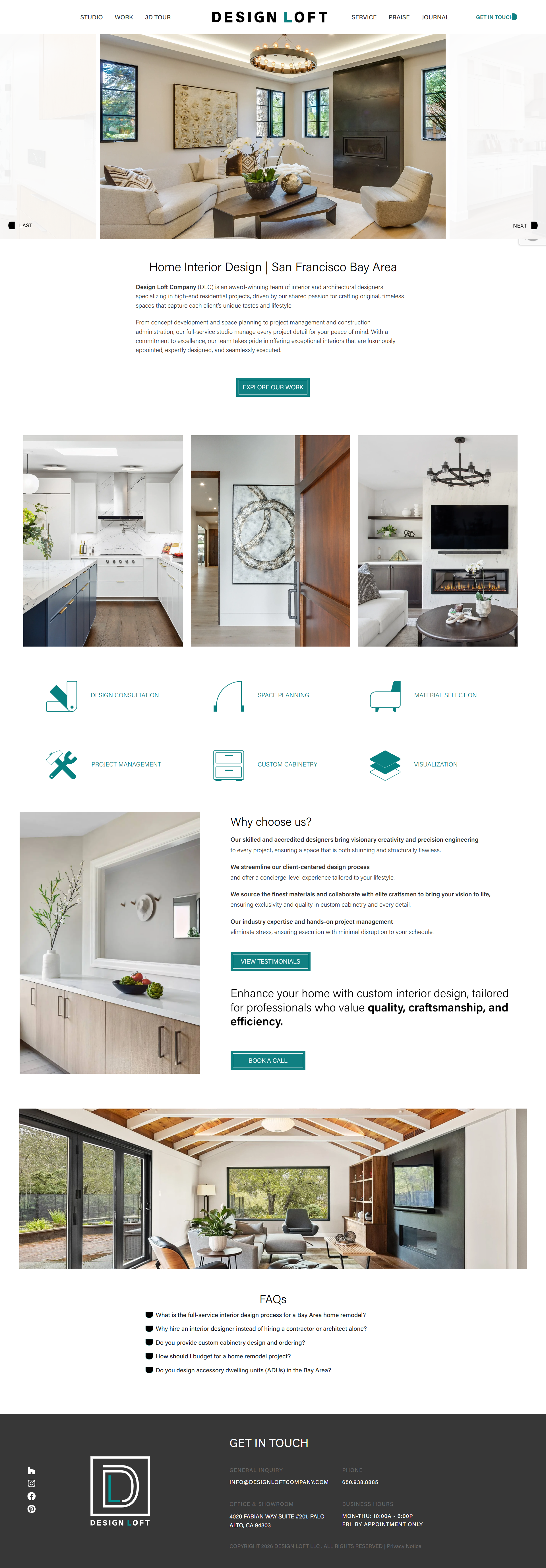 Design Loft Company interior design portfolio website