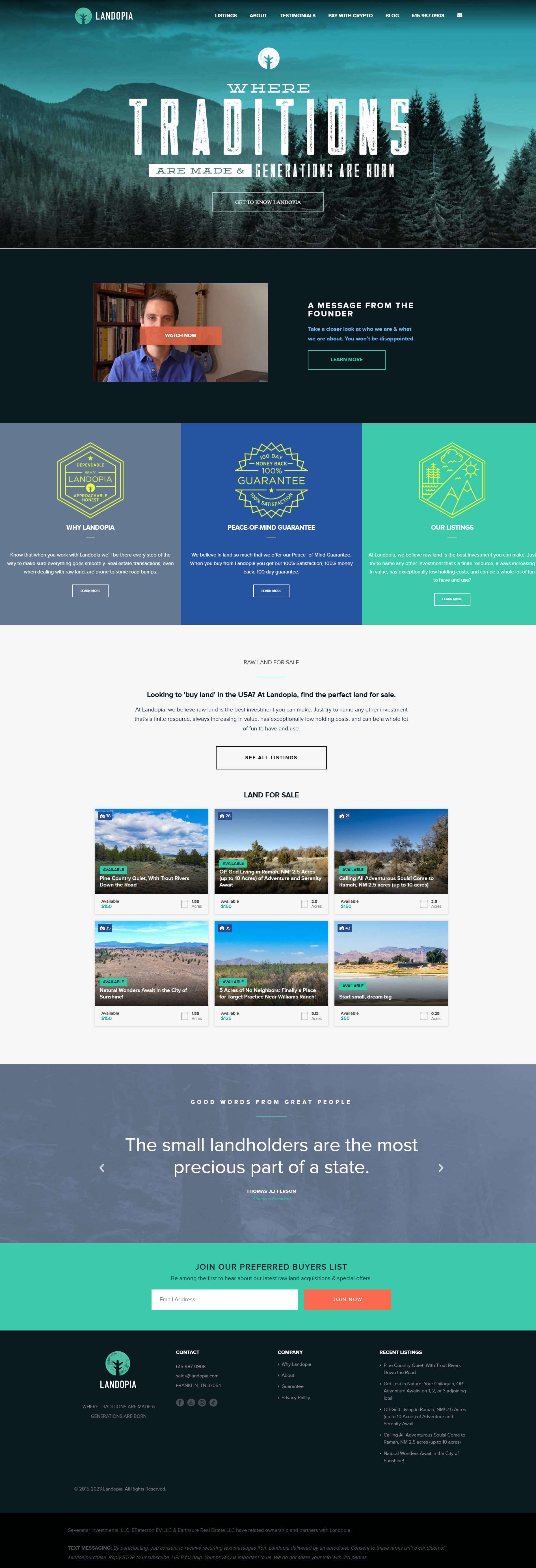 Landopia land investment listing platform