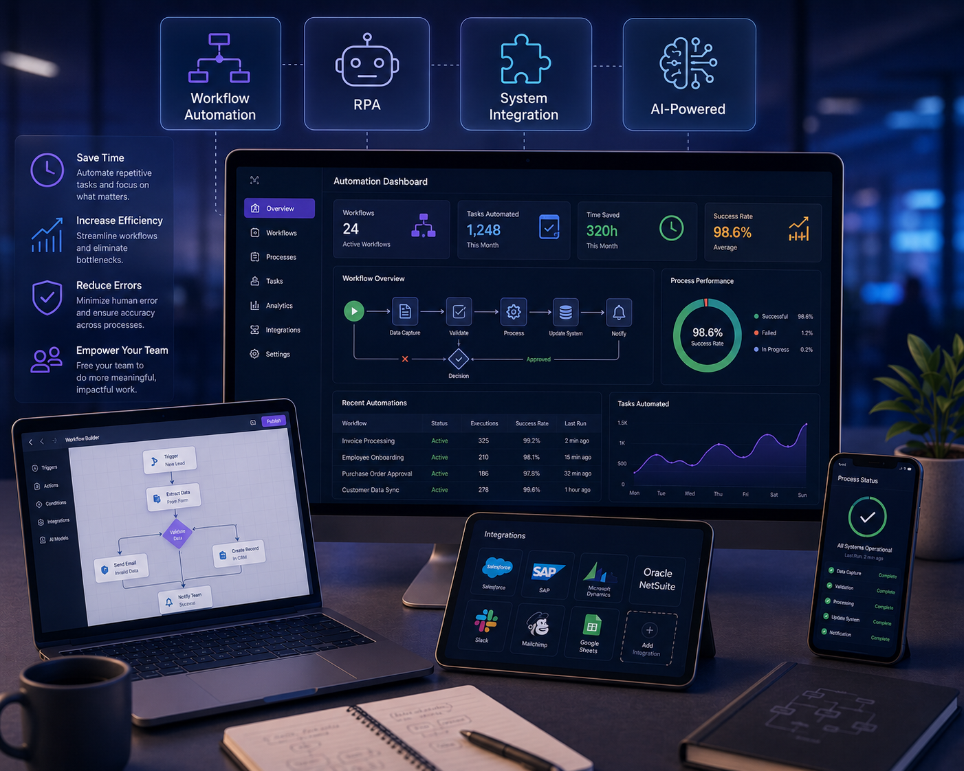 Business process automation, strategic planning and workflows