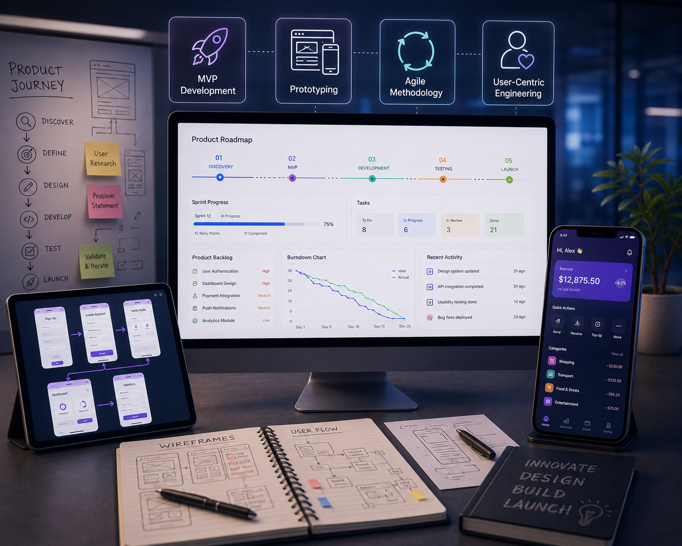 Product design and development, prototyping and innovation