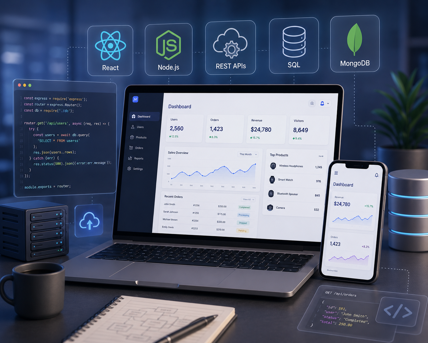 Web application development, development team building software together