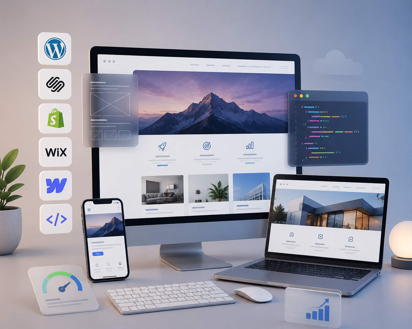 Website development, analytics dashboard on laptop