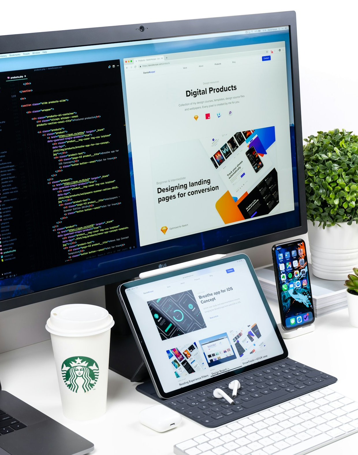 Professional website development team reviewing analytics and responsive site designs